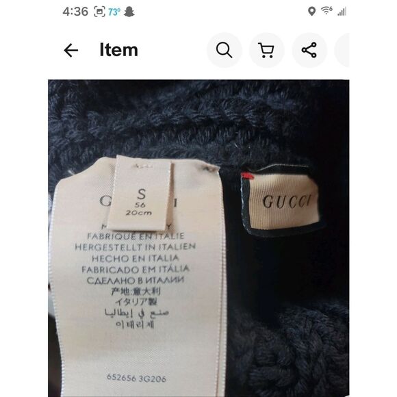 Gucci Black Ribbed Knit Pom-Pom Hat with Logo Patch With COA Gucci Black Ribbed Knit Pom-Pom Hat with Logo Patch With COA main image 3